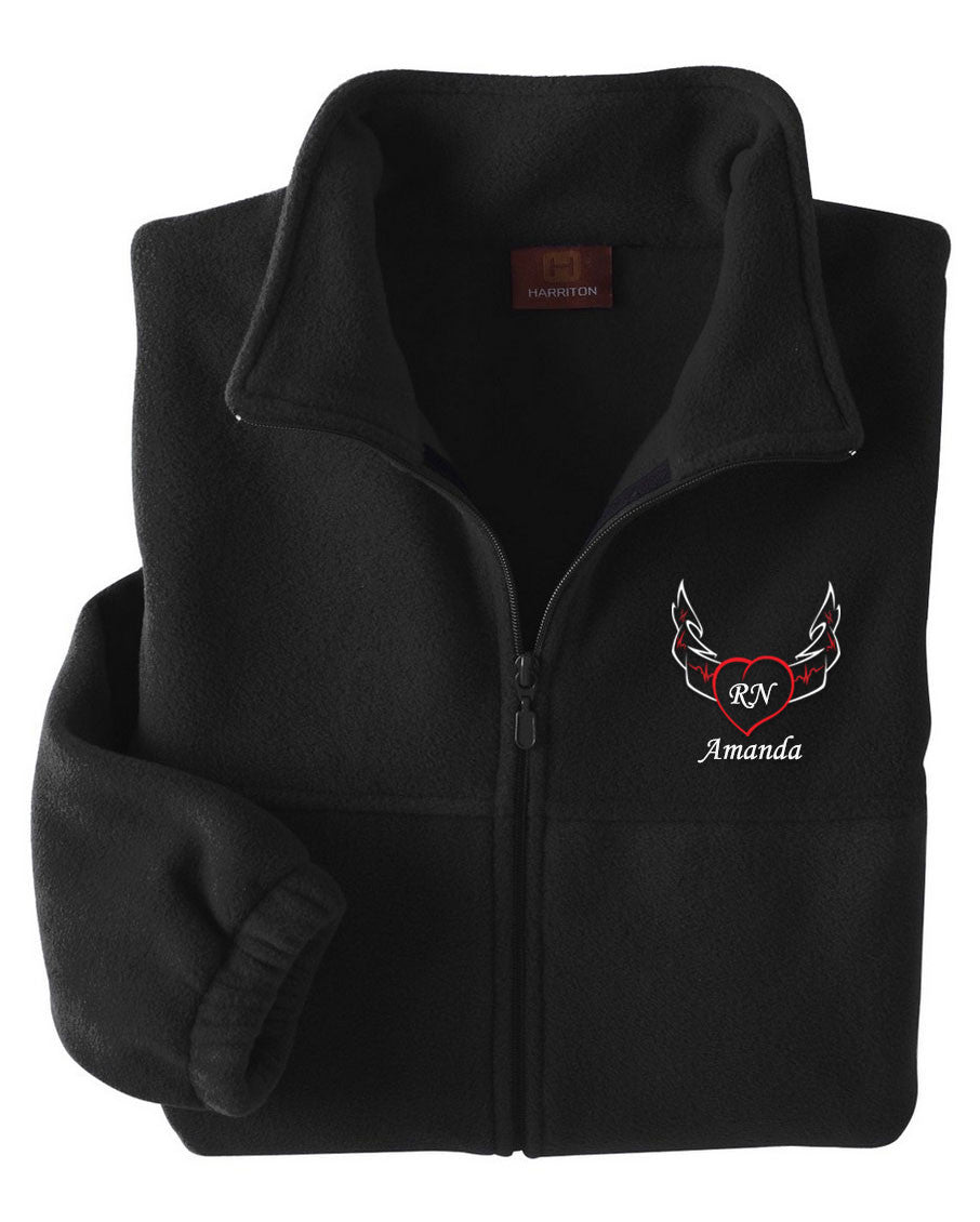 Custom Embroidered Full Zip Fleece w/ Wings FREE Tote Nurse Deals